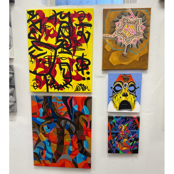 paintings by Mark McKinney at Honey Badger Motel