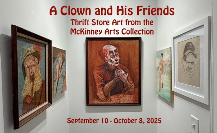 an exhibition of thrift store art at McKinney Arts